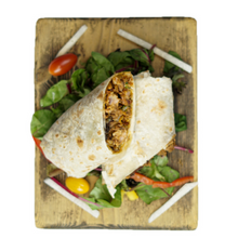 Load image into Gallery viewer, Mad Mexican Chilorio Burrito with Salad.
