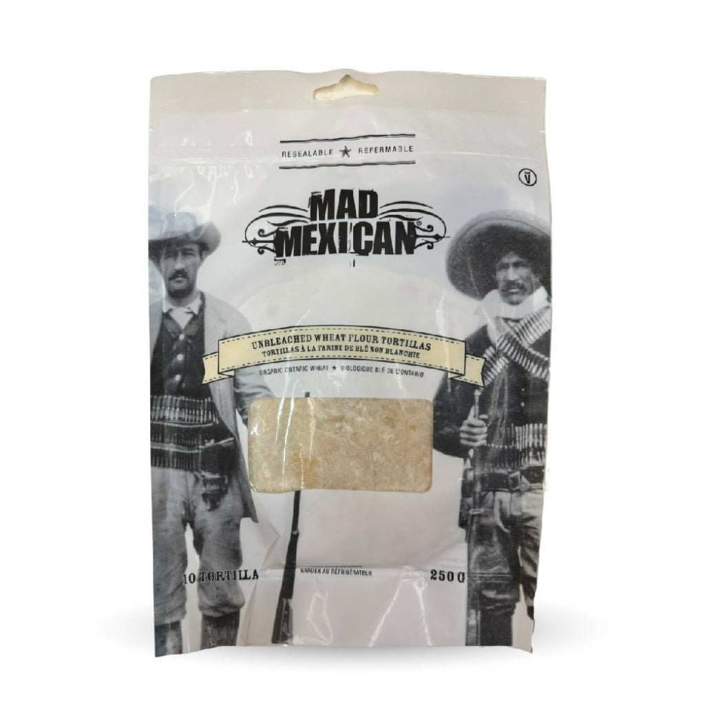 One bag of Mad Mexican Unbleached Flour Tortilla